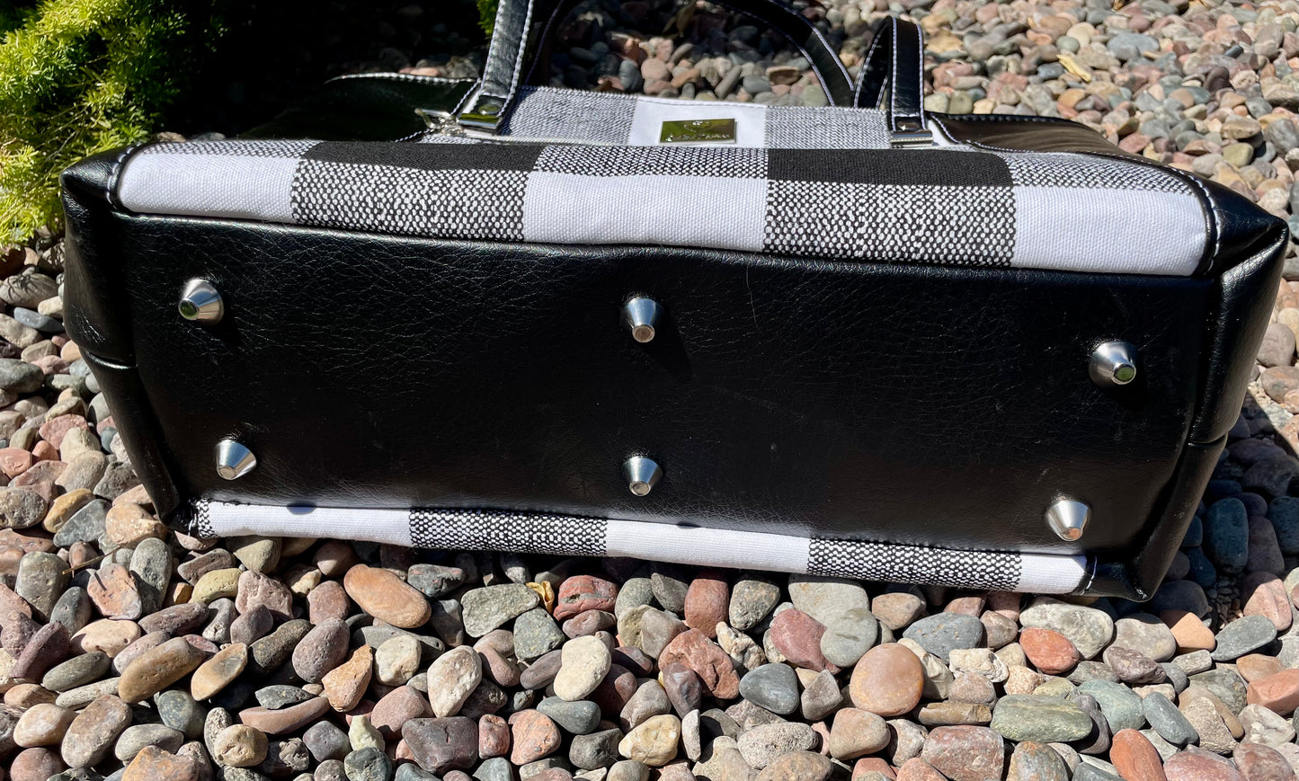 Everyday Tote Bag/Black and White Checker Plaid